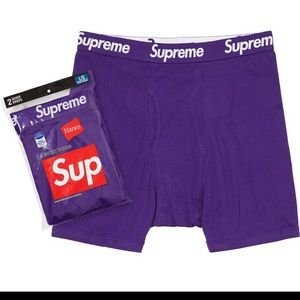 Supreme Hanes Crew Socks (4 Pack) Purple And Supreme Hanes Boxer Briefs (2 Pack)